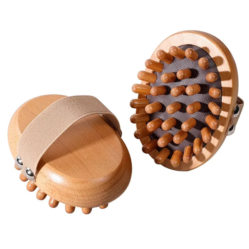 Body anti Cellulite Brush Soothing Essential Oil Spa Massage Hair Comb Leg Abdominal Massage Wooden Cushion Meridian Brush