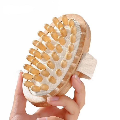Body anti Cellulite Brush Soothing Essential Oil Spa Massage Hair Comb Leg Abdominal Massage Wooden Cushion Meridian Brush